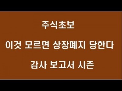 주식초보 이것 모르면 상장 폐지 당한다 감사 보고서 시즌