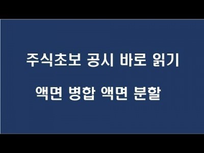 주식 초보 공시 바로 읽기 : 액면 병합 액면 분할